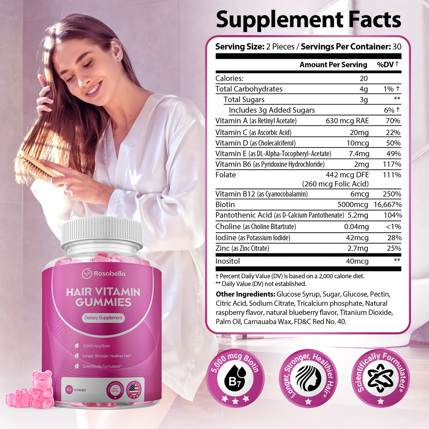 Rosabella Hair Growth Vitamin Gummies